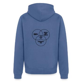 Le meilleur des mondes - Veste à capuche bio Premium Unisexe - bleu pigeon - Dos - Nico (187cm)