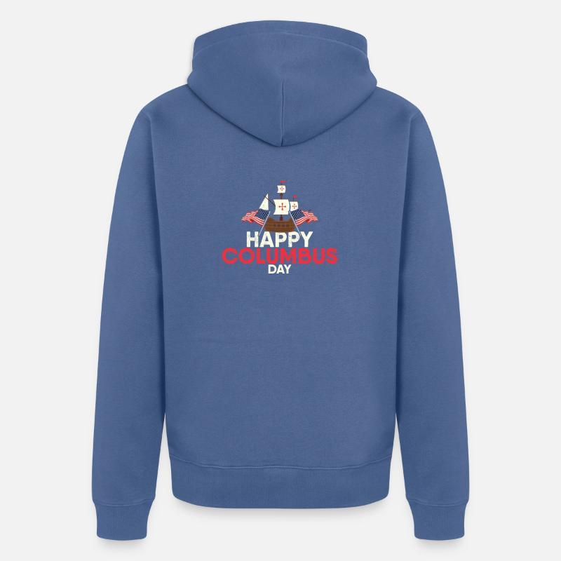 Jour de Christophe Colomb - Veste à capuche bio Premium Unisexe - bleu pigeon