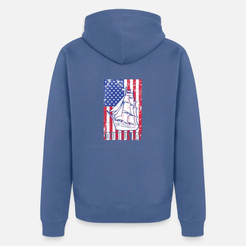 Jour de Christophe Colomb - Veste à capuche bio Premium Unisexe - bleu pigeon