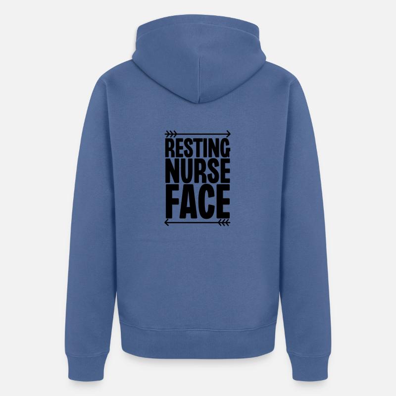 Visage d’infirmière au repos - Veste à capuche bio Premium Unisexe - bleu pigeon