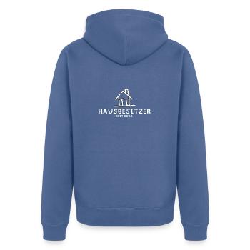Bauherrin seit 2023 Häuslebauer Hausbesitzer - Unisex Premium Bio Zip Hoodie - Taubenblau - Hinten - Nico (187cm)