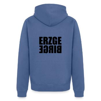 Erzgebirge meine Heimat - Unisex Premium Bio Zip Hoodie - Taubenblau - Hinten - Nico (187cm)