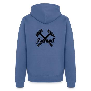 Kumpel Erzgebirge Sachsen Bergbau - Unisex Premium Bio Zip Hoodie - Taubenblau - Hinten - Nico (187cm)