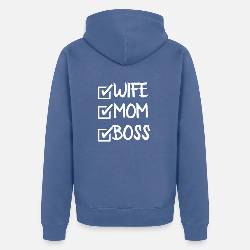 EHEFRAU MUTTER CHEF - Unisex Premium Bio Zip Hoodie - Taubenblau
