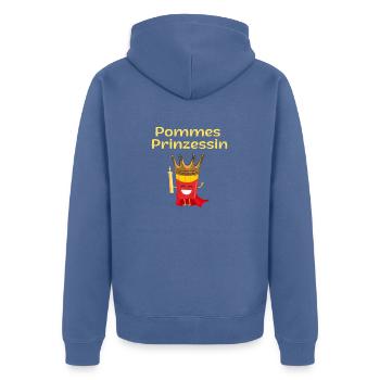 Pommes Prinzessin Fritten Kartoffel Spaß - Unisex Premium Bio Zip Hoodie - Taubenblau - Hinten - Nico (187cm)