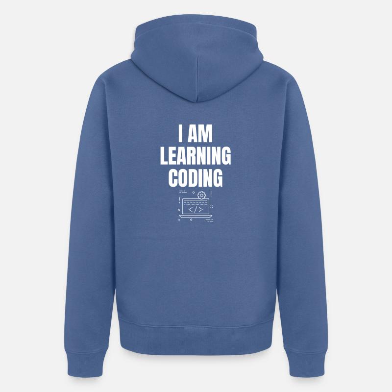 J’apprends à programmer Saying English - Veste à capuche bio Premium Unisexe - bleu pigeon