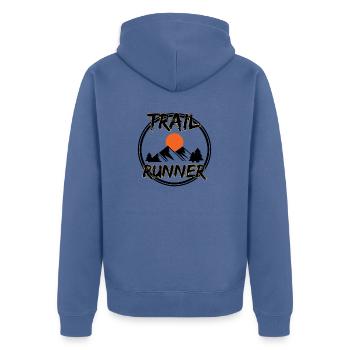 Trail Runner Running Jogging Jogger I Gift - Unisex Premium Organic Zip Hoodie - stone blue - Back - Nico (187cm)
