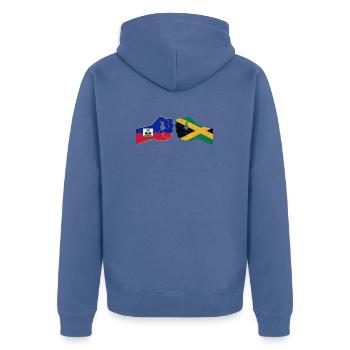 Haiti Haitianer Jamaika Kombination I Geschenk - Unisex Premium Bio Zip Hoodie - Taubenblau - Hinten - Nico (187cm)