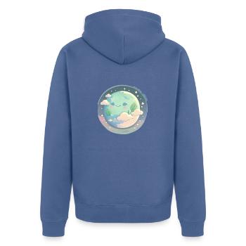 Terre Heureux Mignon Sciences de l’espace Planète Environnement - Veste à capuche bio Premium Unisexe - bleu pigeon - Dos - Nico (187cm)