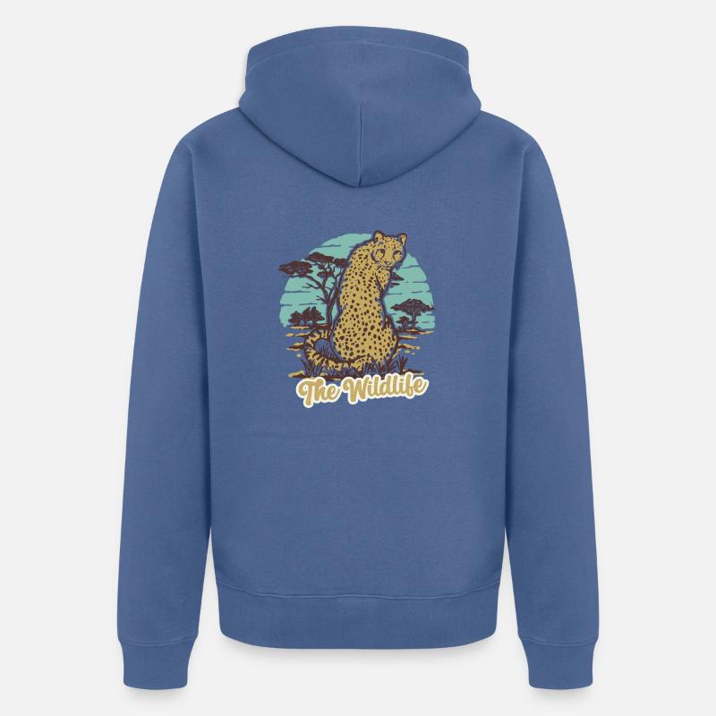 Le guépard de la faune - Veste à capuche bio Premium Unisexe - bleu pigeon