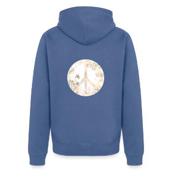 Signe de la paix amants du monde fleur hippie artistique - Veste à capuche bio Premium Unisexe - bleu pigeon - Dos - Nico (187cm)