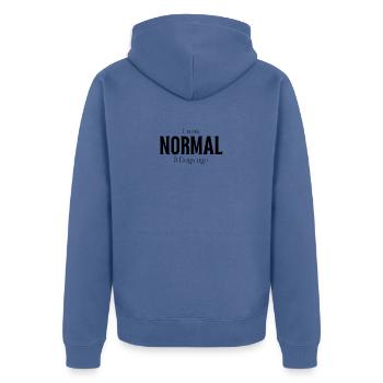 I was normal in front of three dogs - Unisex Premium Organic Zip Hoodie - stone blue - Back - Nico (187cm)
