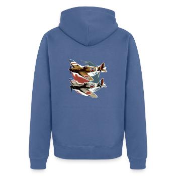 Pilote Spitfire Avion Aviateur Militaire - Veste à capuche bio Premium Unisexe - bleu pigeon - Dos - Nico (187cm)