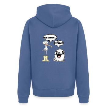 seehund möwe - Unisex Premium Bio Zip Hoodie - Taubenblau - Hinten - Nico (187cm)