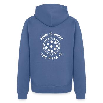 Home is Where the Pizza is - Unisex Premium Organic Zip Hoodie - stone blue - Back - Nico (187cm)