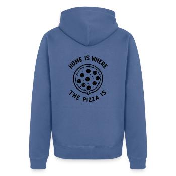 Home is Where the Pizza is - Unisex Premium Organic Zip Hoodie - stone blue - Back - Nico (187cm)