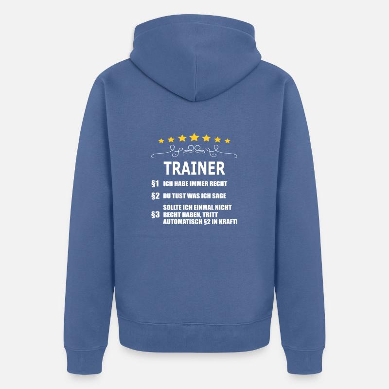 TRAINER - Unisex Premium Bio Zip Hoodie - Taubenblau