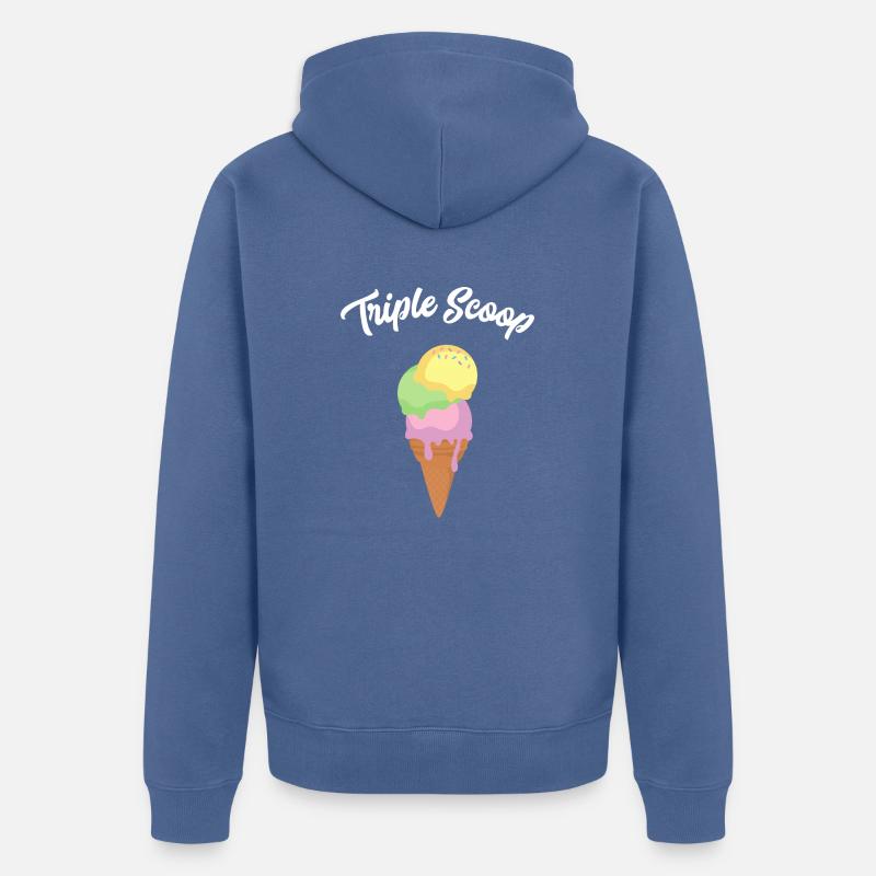 Crème glacée Triple Scoop - Veste à capuche bio Premium Unisexe - bleu pigeon