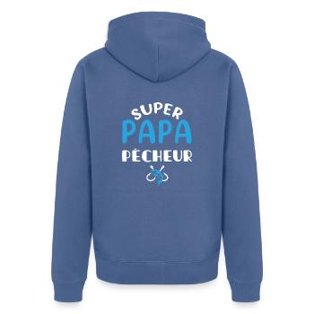 Super papa pêcheur cadeau homme pêche père - Veste à capuche bio Premium Unisexe - bleu pigeon - Dos - Nico (187cm)