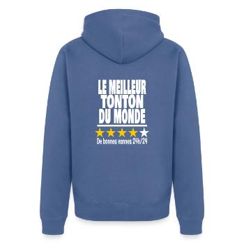 le meilleur tonton du monde - Veste à capuche bio Premium Unisexe - bleu pigeon - Dos - Nico (187cm)