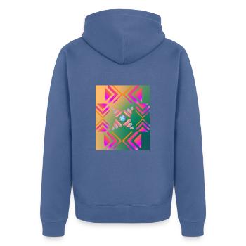 Moderne Kunst Grafik-Design 2 formen Linien Farben - Unisex Premium Bio Zip Hoodie - Taubenblau - Hinten - Nico (187cm)