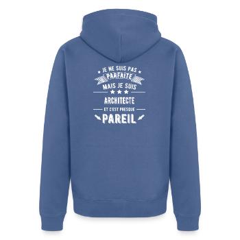 architecte - Veste à capuche bio Premium Unisexe - bleu pigeon - Dos - Nico (187cm)