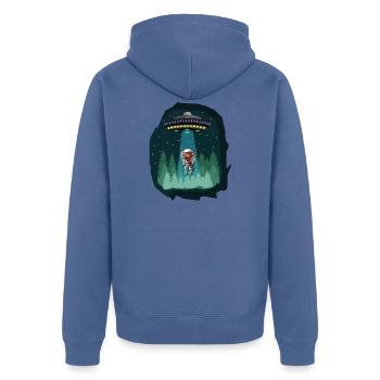 Astronaute de l'espace dinosaure - Veste à capuche bio Premium Unisexe - bleu pigeon - Dos - Nico (187cm)