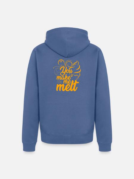 Je laat me smelten je laat me smelten - Uniseks Premium bio ziphoodie - duifblauw