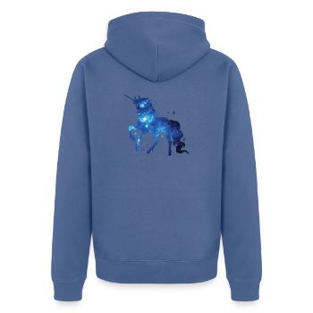 Einhorn Einhorn Einhorn Geschenk Geschenkidee - Unisex Premium Bio Zip Hoodie - Taubenblau - Hinten - Nico (187cm)