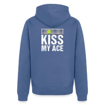 Tennis Kiss My Ace Funny Tennis Player - Unisex Premium Bio Zip Hoodie - Taubenblau - Hinten - Nico (187cm)