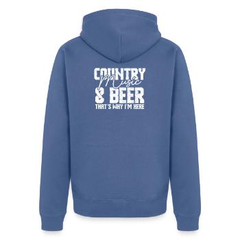 Country Musik und Bier - Unisex Premium Bio Zip Hoodie - Taubenblau - Hinten - Nico (187cm)