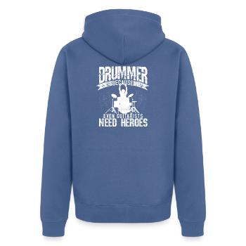 Batteur - Drummer batteur cadeau - Veste à capuche bio Premium Unisexe - bleu pigeon - Dos - Nico (187cm)