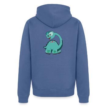 dinosaure - Veste à capuche bio Premium Unisexe - bleu pigeon - Dos - Nico (187cm)