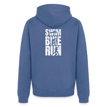 Triathlon triathlete gift birthday - Unisex Premium Organic Zip Hoodie - stone blue - Back - Nico (187cm)