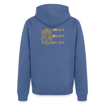 Ganesha Rêvez-le, Croyez-le, Réalisez-le - Veste à capuche bio Premium Unisexe - bleu pigeon - Dos - Nico (187cm)