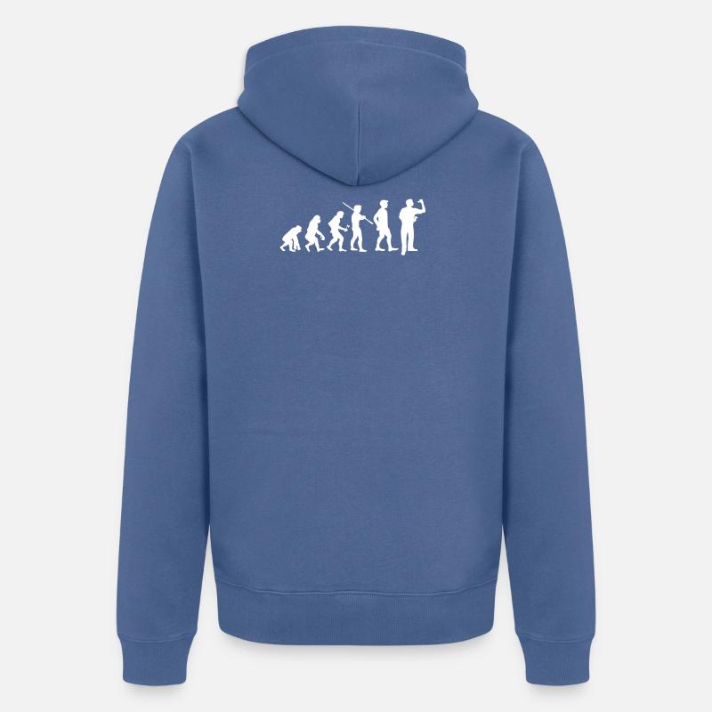 Human Evolution Darts Player - Unisex Premium Organic Zip Hoodie - stone blue
