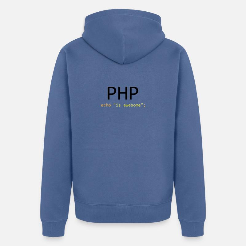 PHP ist großartig - Unisex Premium Bio Zip Hoodie - Taubenblau
