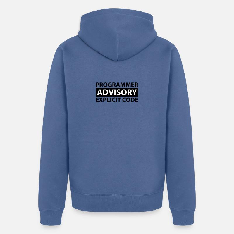 Programmer Advisory Explicit Code - Unisex Premium Organic Zip Hoodie - stone blue