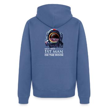 Astronaut 1969 First Man on the Moon - DK Studio - Unisex Premium Organic Zip Hoodie - stone blue - Back - Nico (187cm)