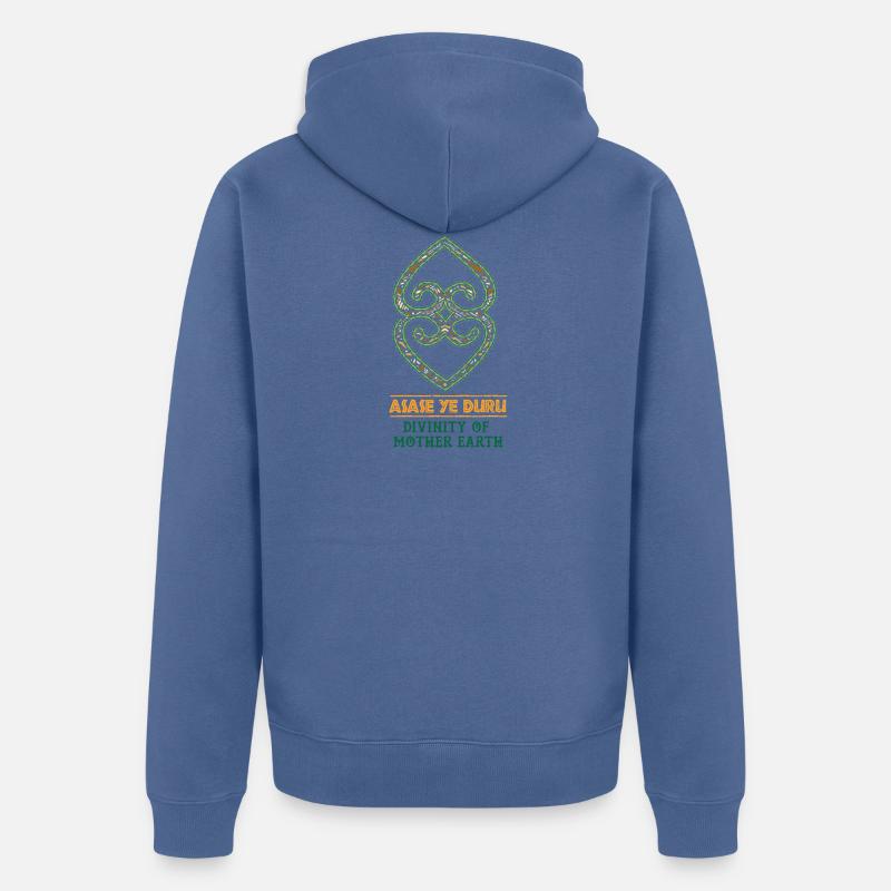 Black History Asase Ye Duru Divinity Symbol print - Veste à capuche bio Premium Unisexe - bleu pigeon