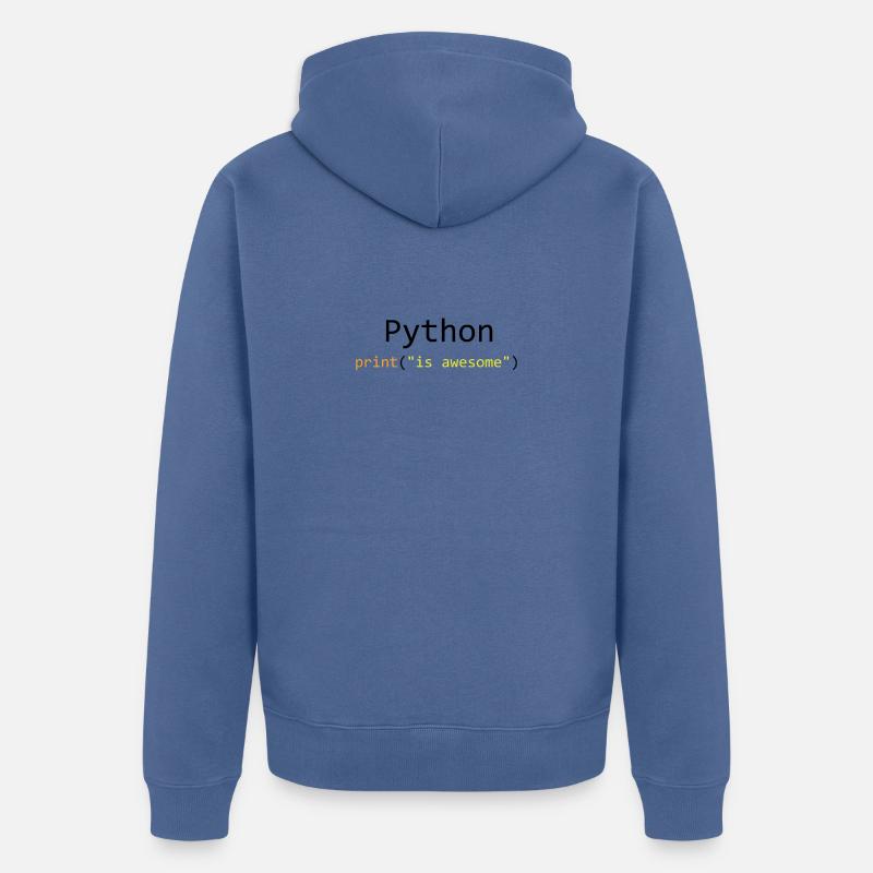 Python is awesome - Unisex Premium Organic Zip Hoodie - stone blue