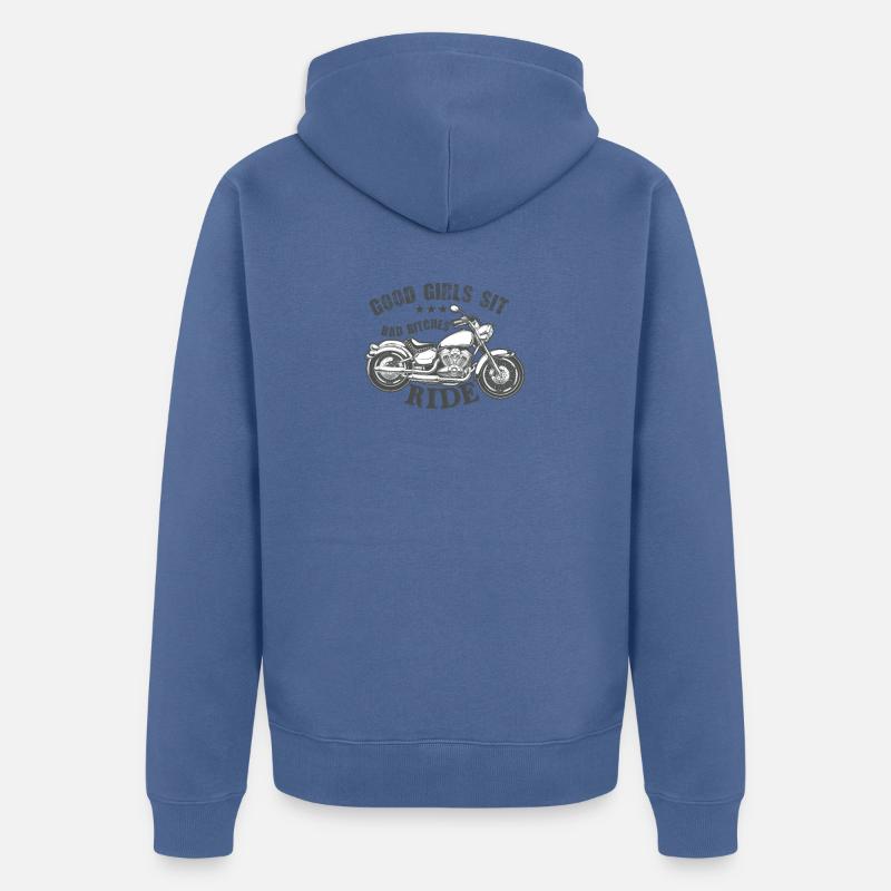 GUTE MÄDCHEN SITZEN - Unisex Premium Bio Zip Hoodie - Taubenblau