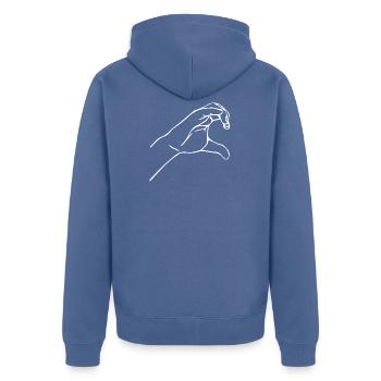 Hand heart right - Unisex Premium Organic Zip Hoodie - stone blue - Back - Nico (187cm)