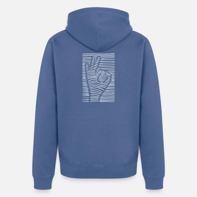 Signe OK main - Veste à capuche bio Premium Unisexe - bleu pigeon