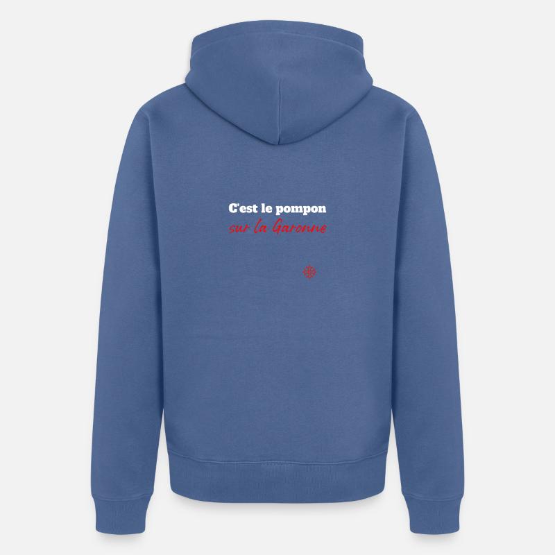 Pompon sur la garonne - Veste à capuche bio Premium Unisexe - bleu pigeon