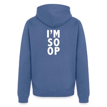I'm SO OP League Gamers Gaming - Unisex Premium Organic Zip Hoodie - stone blue - Back - Nico (187cm)