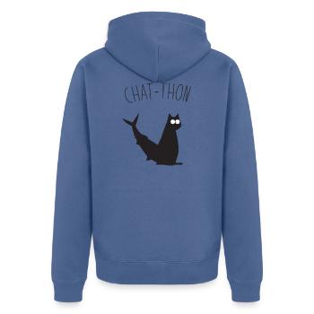 Chat-Thon - Veste à capuche bio Premium Unisexe - bleu pigeon - Dos - Nico (187cm)