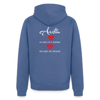 Arzt Mediziner Student Medizinstudent Ärztin - Unisex Premium Bio Zip Hoodie - Taubenblau - Hinten - Nico (187cm)