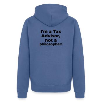Je suis un conseiller fiscal, pas un philosophe - Veste à capuche bio Premium Unisexe - bleu pigeon - Dos - Nico (187cm)
