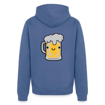 Sweet beer face - Unisex Premium Organic Zip Hoodie - stone blue - Back - Nico (187cm)